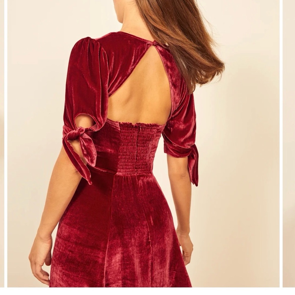NWOT Reformation Cambrie Velvet Dress - Picture 2 of 7